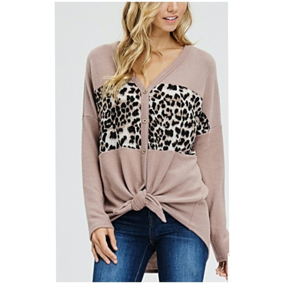Boutique Sweaters - Self Tie Knot Cheetah Sweater